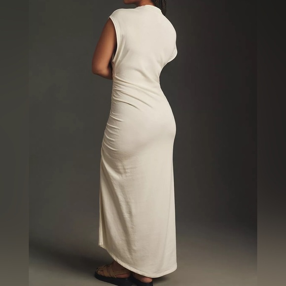 NWT Daily Practice by Anthropologie Mock-Neck Ruched Midi Dress Women’s 2X White - Picture 3 of 9